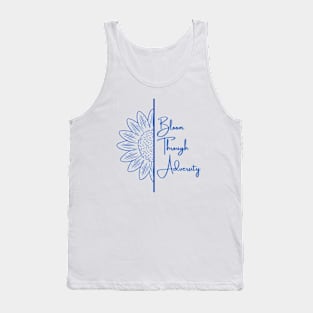 Bloom Through Adversity - Half Sunflower (Blue) Tank Top